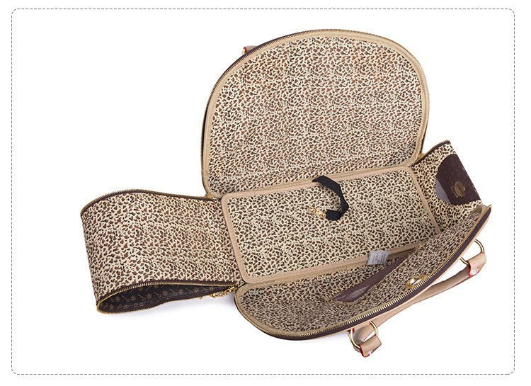 Stylish PU Leather Pet Carrier Bag – Breathable, Lightweight & Durable